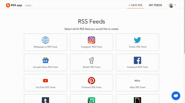 A demonstration of how to create an RSS feed from a website using RSS.app
